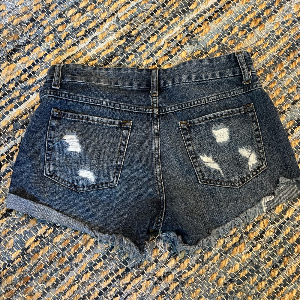 Casual Blue Distressed Jean Shorts
